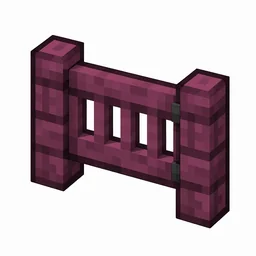 Pixel art illustration of a crimson fence gate with a slatted swinging panel