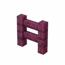 Pixel art illustration of a crimson wooden fence with two posts and rails