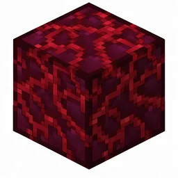 Pixel art illustration of a crimson hyphae block with nether fungus bark on all faces