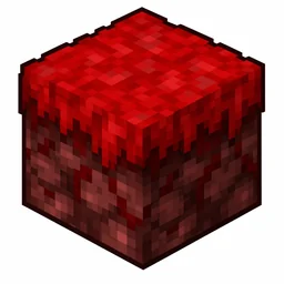 Pixel art illustration of a crimson nylium in chunky voxel game style