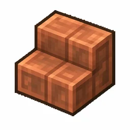 Pixel art illustration of a cut copper stairs, an L-shaped staircase block