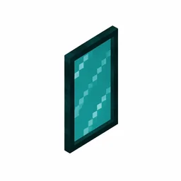 Pixel art illustration of a cyan stained glass pane, a thin tinted transparent panel
