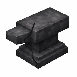 Pixel art illustration of a damaged anvil in chunky voxel game style