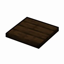 Pixel art illustration of a thin flat dark oak wood pressure plate