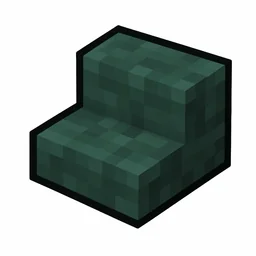 Pixel art illustration of a dark prismarine stairs, an L-shaped staircase block
