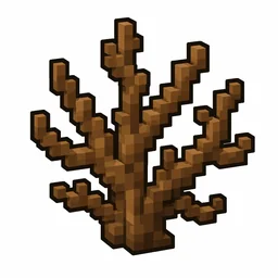 Pixel art illustration of a dead bush in chunky voxel game style