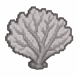Pixel art illustration of a dead gray red coral fan, a dried lifeless coral frond