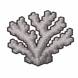 Pixel art illustration of a dead gray red coral, dried and lifeless