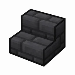 Pixel art illustration of a deepslate brick stairs, an L-shaped staircase block