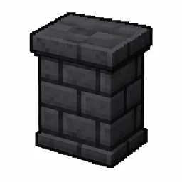 Pixel art illustration of a deepslate brick wall, a short sturdy wall pillar