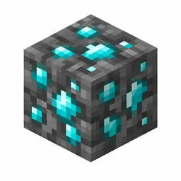 Pixel art illustration of a deepslate diamond ore block with cyan diamond specks in dark gray deepslate