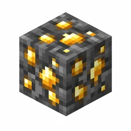 Pixel art illustration of a deepslate gold ore block with golden specks in dark gray deepslate