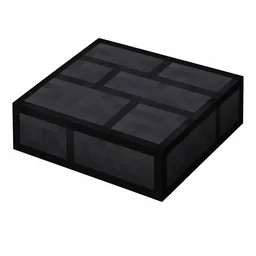 Pixel art illustration of a deepslate tile slab, a half-height flat block