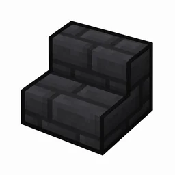 Pixel art illustration of a deepslate tile stairs, an L-shaped staircase block