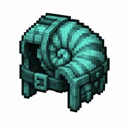 Pixel art illustration of a diamond nautilus armor, a spiral shell armor piece