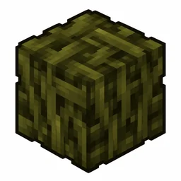 Pixel art illustration of a dried kelp block in chunky voxel game style