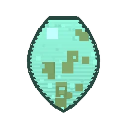 Pixel art illustration of a Drowned Spawn Egg with a two-tone speckled shell
