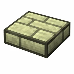 Pixel art illustration of an end stone brick slab, a half-height flat block