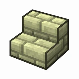 Pixel art illustration of an end stone brick stairs, an L-shaped staircase block