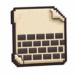 Pixel art illustration of a paper banner pattern printed with a brickwork band emblem