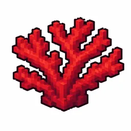 Pixel art illustration of a red branching coral organism