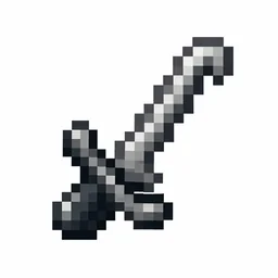 Original pixel art Flint and Steel icon with a dark flint shard and bent iron striker