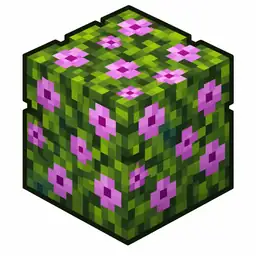 Pixel art illustration of a flowering azalea leaves in chunky voxel game style