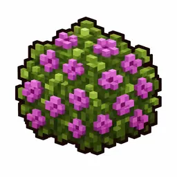 Pixel art illustration of a flowering azalea in chunky voxel game style