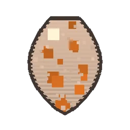 Pixel art illustration of a Fox Spawn Egg with a two-tone speckled shell