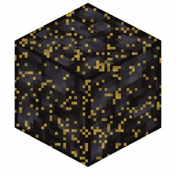Pixel art illustration of a gilded blackstone in chunky voxel game style