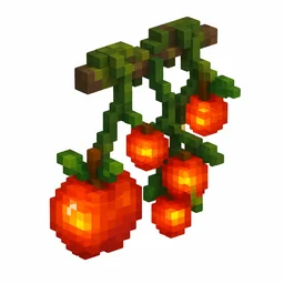 Pixel art illustration of glow berries with glowing orange berries on a cave vine