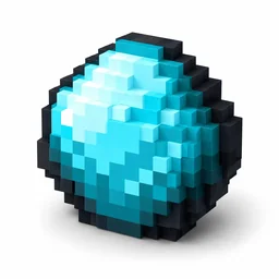 Pixel art illustration of a small dark glow ink sac shining with bright cyan light