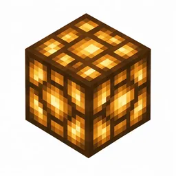 Pixel art illustration of a glowstone block with a warm yellow-orange glowing crystalline texture
