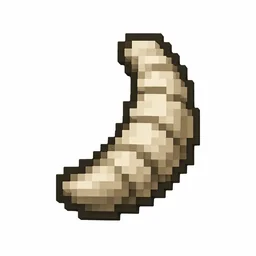 Pixel art illustration of a curved cream-colored goat horn with ridged segments