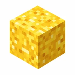 Pixel art illustration of a shiny bright gold block with a smooth metallic sheen