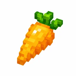 Pixel art illustration of a shiny golden carrot with a small green leafy top