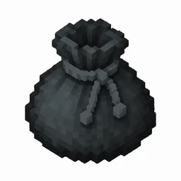 Pixel art illustration of a gray dyed bundle pouch tied with string
