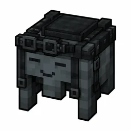 Pixel art illustration of a gray happy ghast harness with a saddle seat and straps