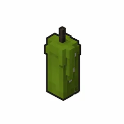 Pixel art illustration of an unlit green candle with soft wax drips and a dark wick