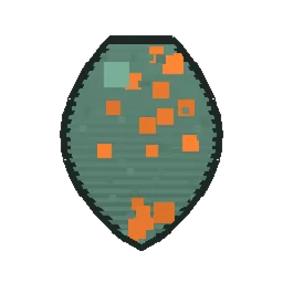 Pixel art illustration of a Guardian Spawn Egg with a two-tone speckled shell