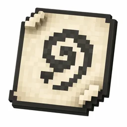 Pixel art illustration of a paper banner pattern printed with a wind burst spiral emblem