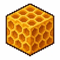 Pixel art illustration of a honeycomb block in chunky voxel game style
