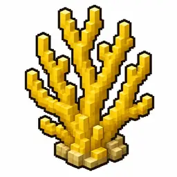Pixel art illustration of a yellow branching coral organism
