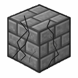 Pixel art illustration of a cracked stone bricks with subtle silverfish bore marks