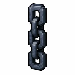 Pixel art illustration of an iron chain in chunky voxel game style