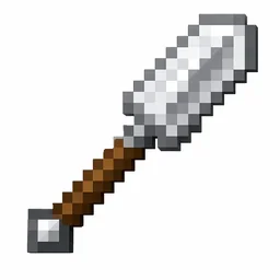 Original pixel art Iron Shovel icon with a silvery blade and wooden handle