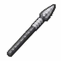 Pixel art illustration of an iron spear with a long shaft and sharp tip