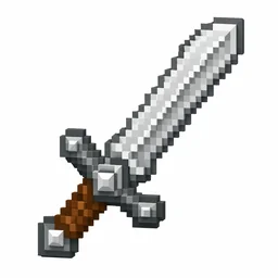 Original pixel art Iron Sword icon with a silvery-white blade and brown hilt