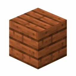 Pixel art illustration of a jungle planks block with reddish brown horizontal boards