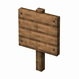Pixel art illustration of a jungle wood wooden sign board on a short post